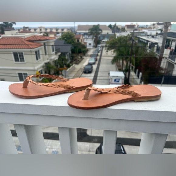 Maria Farro Grecian leather braided thong tan sandals sz 39 festival boho hippie - Picture 5 of 10